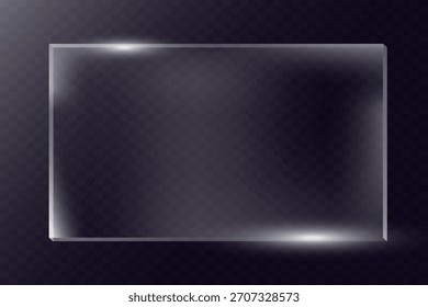 A set of transparent glass shards with soft reflections and highlights on a transparent background, suitable for user interface design, illustrations, posters or decorative overlays.