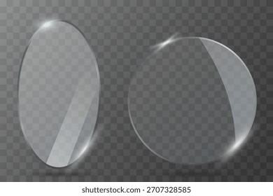 Um conjunto de fragmentos de vidro transparente com reflexos suaves e destaques em um fundo transparente, adequado para design de interface do usuário, ilustrações, cartazes ou sobreposições decorativas.