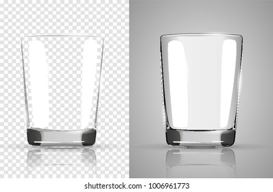 Set of transparent glasses goblets. Transparent photo realistic vector illustration.