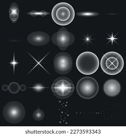 set of transparent lens flare and light effects