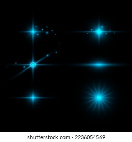 Set of transparent lens flares and light effects. Glittering magical dust particles. Bright Star. bright flash. Vector sequins.