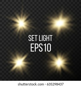 Set of Transparent Lens Flares and Lighting Effects. Vector illustration
