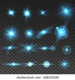 Set of Transparent Lens Flares and Lighting Effects. Vector illustration