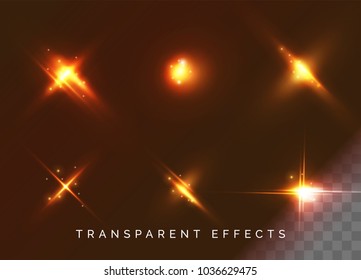 Set of Transparent Light Effects. Vector Neon Flare. Futuristic Glow Effect for Button, Game Interface Design. Energy Universe Aura, Vibrant Radiance, Disco Glare, Space Explosion, Illuminated Stage.