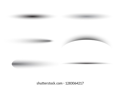 Set of transparent oval gray shadows with soft edges isolated. Art design effect with different light illumination angles – stock vector