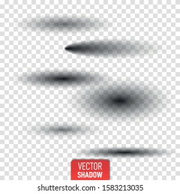 Set of transparent oval shadow. Realistic isolated shadow.Realistic round shadow with soft edges. Gray round and oval shadows  Vector illustration.
