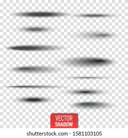 Set of transparent oval shadow with soft edges isolated. Realistic isolated shadow. Gray round and oval shadows.
