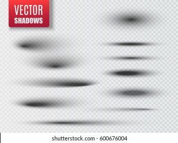 Set of transparent oval shadow with soft edges isolated. Vector illustration