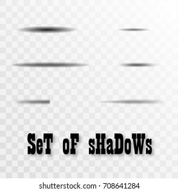 Set of transparent oval shadow with soft edges isolated. Vector illustration