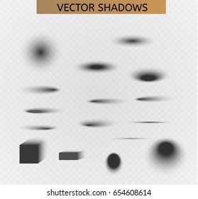 Set of transparent oval shadows with soft edges isolated. Vector illustration