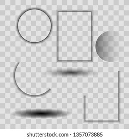 Set of transparent oval shadow.Transparent realistic paper shadow effect set. Web banner. Abstract vector illustration for your design and business
