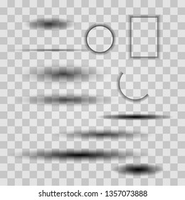 Set of transparent oval shadow.Transparent realistic paper shadow effect set. Web banner. Abstract vector illustration for your design and business