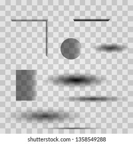 Set of transparent oval shadow.Transparent realistic paper shadow effect set. Web banner. Abstract vector illustration for your design and business