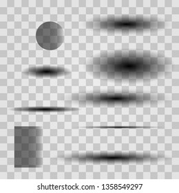 Set of transparent oval shadow.Transparent realistic paper shadow effect set. Web banner. Abstract vector illustration for your design and business