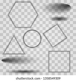 Set of transparent oval shadow.Transparent realistic paper shadow effect set. Web banner. Abstract vector illustration for your design and business