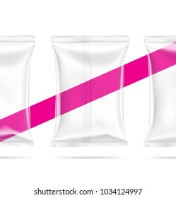Set of transparent pillow bags. Vector illustration. Can be use for template your design, promo, adv. EPS10