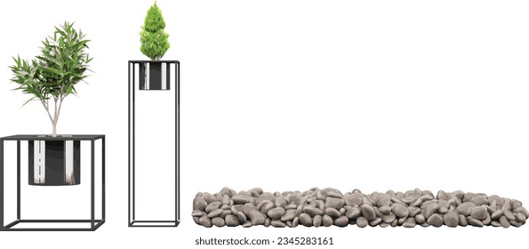 Set of Transparent Plant and stone, Stunning Cut-Out Plant Images transparency backgrounds for illustration, digital composition and architecture visualization