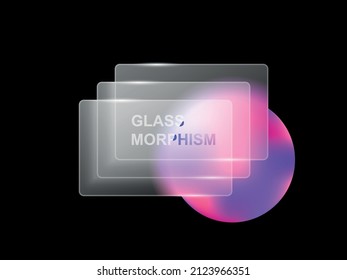 Conjunto de capas de tarjetas plásticas transparentes en el estilo de glassmorfismo ilustración vectorial de color futurista.