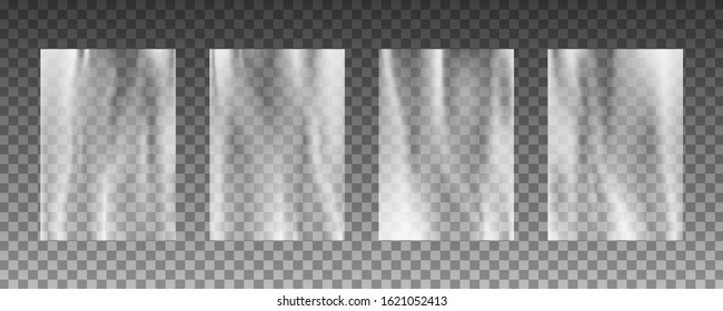 Set of transparent plastic warp background textures.