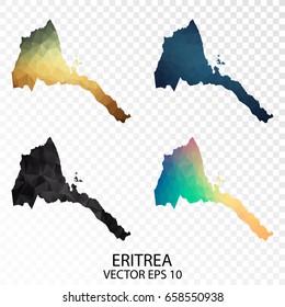 Set of Transparent Polygonal Map - Low Poly Map of Eritrea.