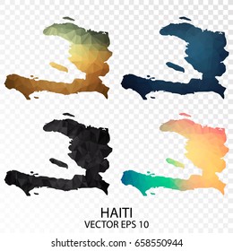 Set of Transparent Polygonal Map - Low Poly Map of Haiti.