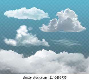Set of transparent realistic clouds. Can be used as a decorative element or for creating a background.