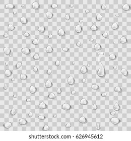 Set Of Transparent Realistic Pure Clear Water Drops. EPS10 Vector