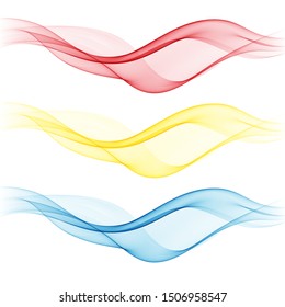 
Set of transparent red, yellow, blue waves