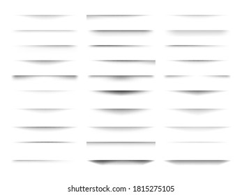 Set of transparent shadow with soft edges. Realistic shadow effect isolated on transparent background different shapes. Vector illustration