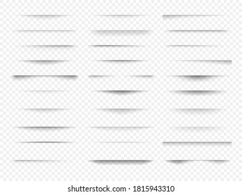 Set of transparent shadow with soft edges. Realistic shadow effect isolated on transparent background different shapes. Vector illustration