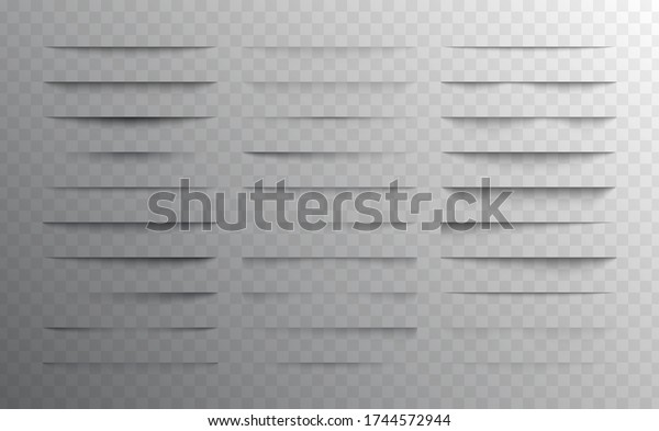 Set of transparent shadow\
with soft edges. Realistic shadow effect isolated on transparent\
background different shapes, page separation. Vector\
illustration