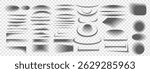 Set of transparent shadows. Realistic black shadow effect from paper or packing box. Vector round, oval, square, rectangular shadows, shadow stripes on transparent background.