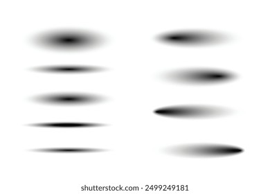 Set of transparent shadows. Realistic shadow effect. Poster, flyer, business card, banner. On a transparent background.