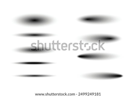 Set of transparent shadows. Realistic shadow effect. Poster, flyer, business card, banner. On a transparent background.