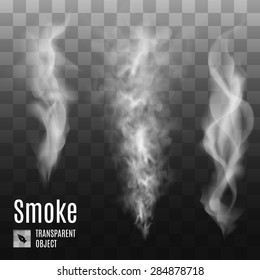 Set of transparent smoke on dark background