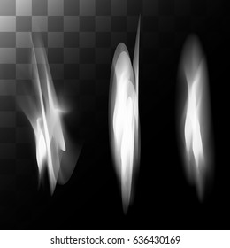 Set of transparent smoke on dark background