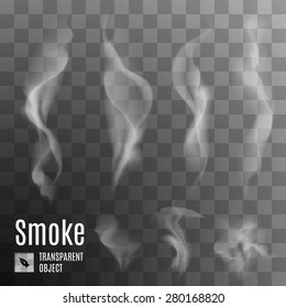 Set of transparent smoke on a plaid background