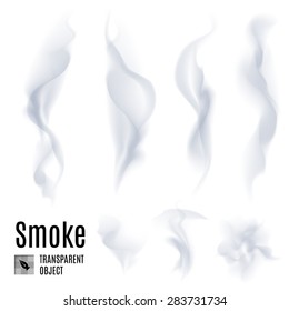 Set Of Transparent Smoke On White Background