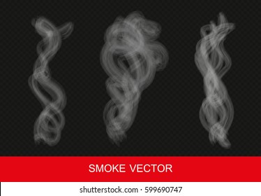 Set of transparent smoke.Vector smoke waves.