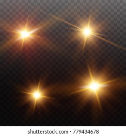 Set of Transparent sunlight lens flare light effect. Vector illustration