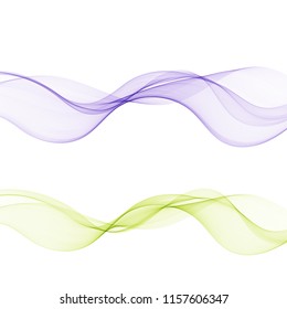 
A set of transparent vector waves. A blue and green wave