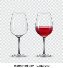 Set Transparent Vector Wine Glasses