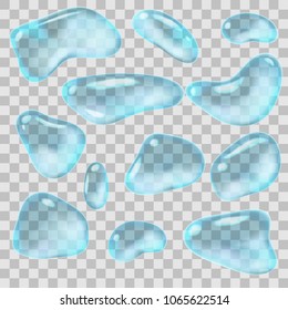 Set of transparent water drops of different forms. Vector illustration.