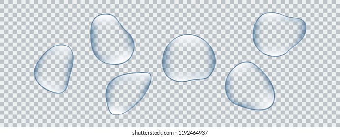 Set of transparent water drops. Glass sphere. Bubble. Eps10
