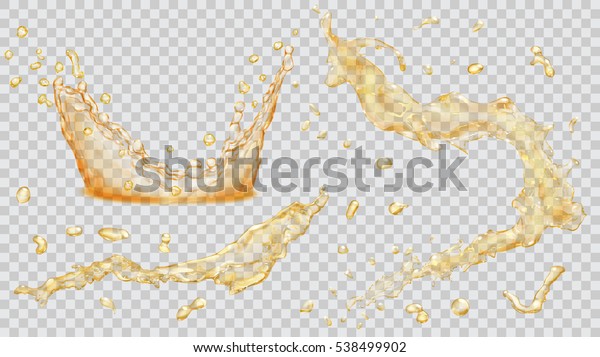 黄色い背景に透明な水しぶき 滴 およびクラウンのセット ベクター画像ファイル内の透過性のみ のベクター画像素材 ロイヤリティフリー