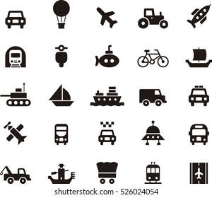 set of TRANSPORT black icons