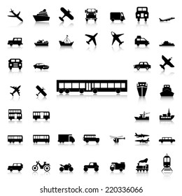 Set of Transport black icons and silhouettes