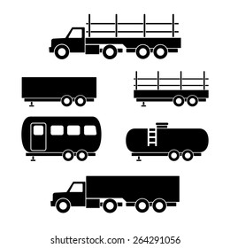 Set of transport black icons. Vector illustration