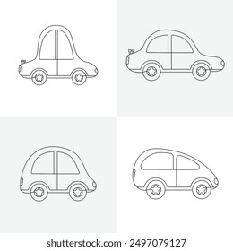 Set von Transportwagen eine Linie Kunstgrafik, Auto Auto Symbole, Zeichnung von einzelnen durchgehenden Linie einzeln auf Hintergrund