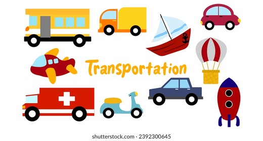 set of transport element vector illustration